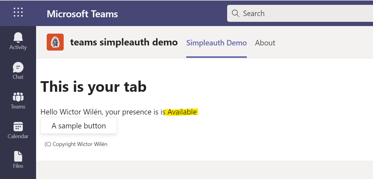 Simple Teams Tab Single-Sign-On with Microsoft Graph