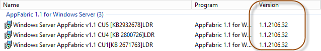 Installed AppFabric updates