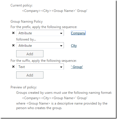 A sample Group Naming Policy