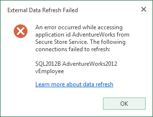 an error occurred while accessing secure store service