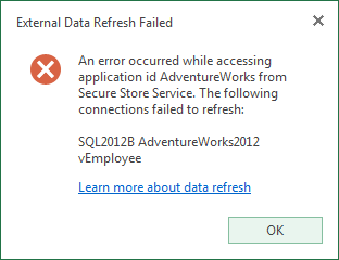 An error occurred while accessing application id XXX from Secure Store Service.