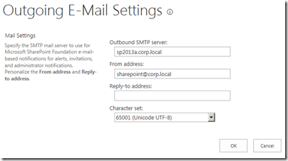 Configure outgoing E-mail Settings