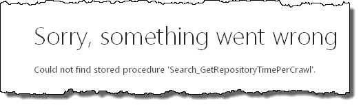 Could not find stored procedure Search_GetRepositoryTimerPerCrawl