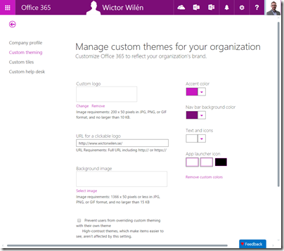 Office 365 Custom Theming