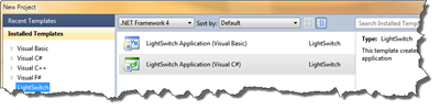 LightSwitch project templates