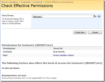 Check effective permissions on a document