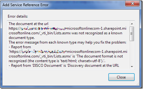 Add Service Reference Error