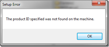 The product ID specified was not found on the machine.