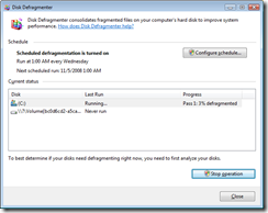 Windows 7 Disk Defragmenter